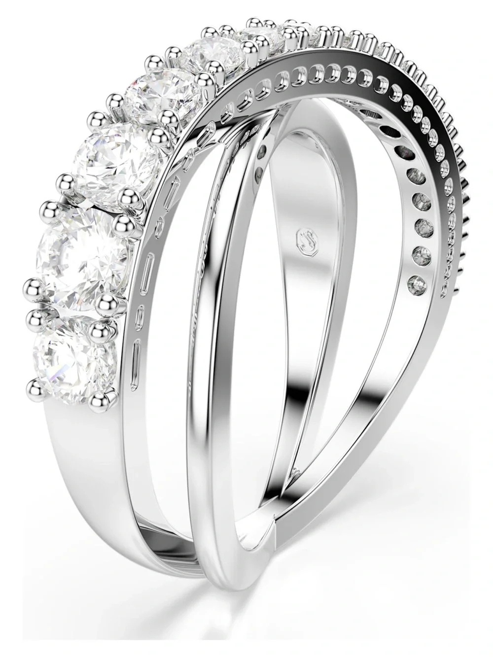 Swarovski Silver Crystal Crossover Ring